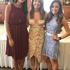 Topshop Floral Wrap Dress with Lace Detail and Tied Sleeves | Size 4